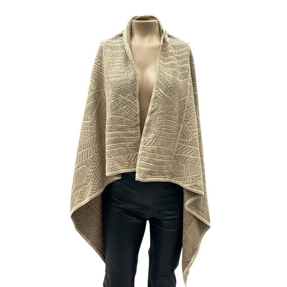 Peruvian Connection Beige Tribal Pattern Open Cardigan Pima Cotton Women XS - Picture 1 of 10